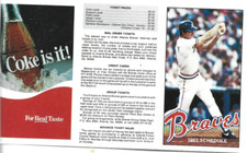 COKE IS IT 1983 BRAVES SCHEDULE