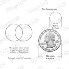 Classic Solid 925 Sterling Silver 12mm/0.47" Endless Thin Huggie Hoop Earrings