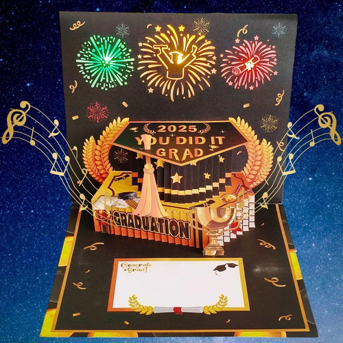 2025 Fireworks Graduation Cards, 3D Pop Up Card with Cheers &...