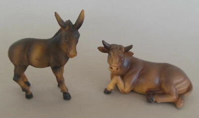 DEKOPROJEKT Ochs (5 cm hoch) und Esel (8 cm hoch) für Krippenfiguren Größe 11 cm- 12 cm SET