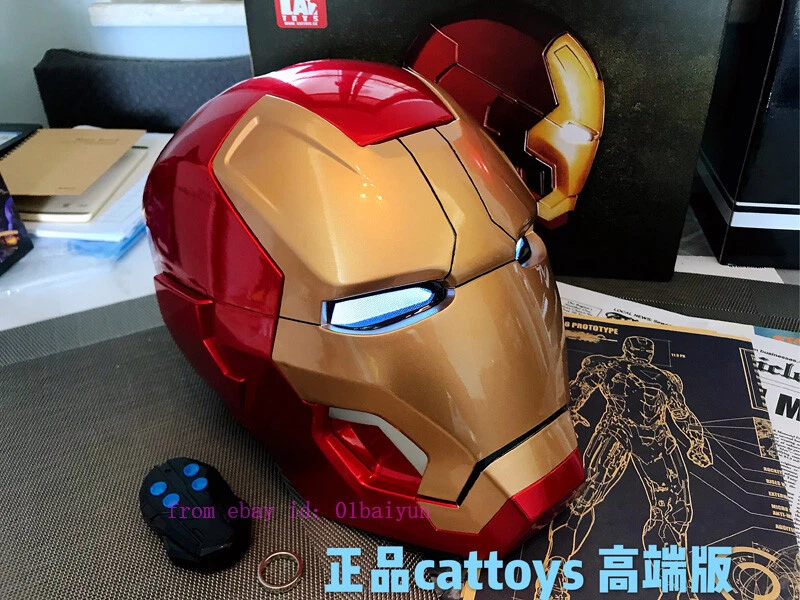 CATTOYS 1 1 Colorized All Metal Made Iron Man MK42 Helmet Remote
