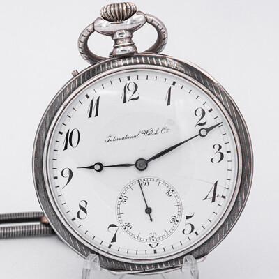 51,7 mm ø - IWC Schaffhausen Holy Frères Niello Silber 800 Taschenuhr - aus 1910