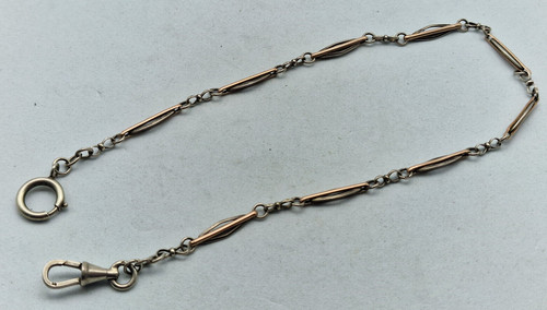Rare Antique Unusual Matel Pocket watch chain 19g. signed/I016