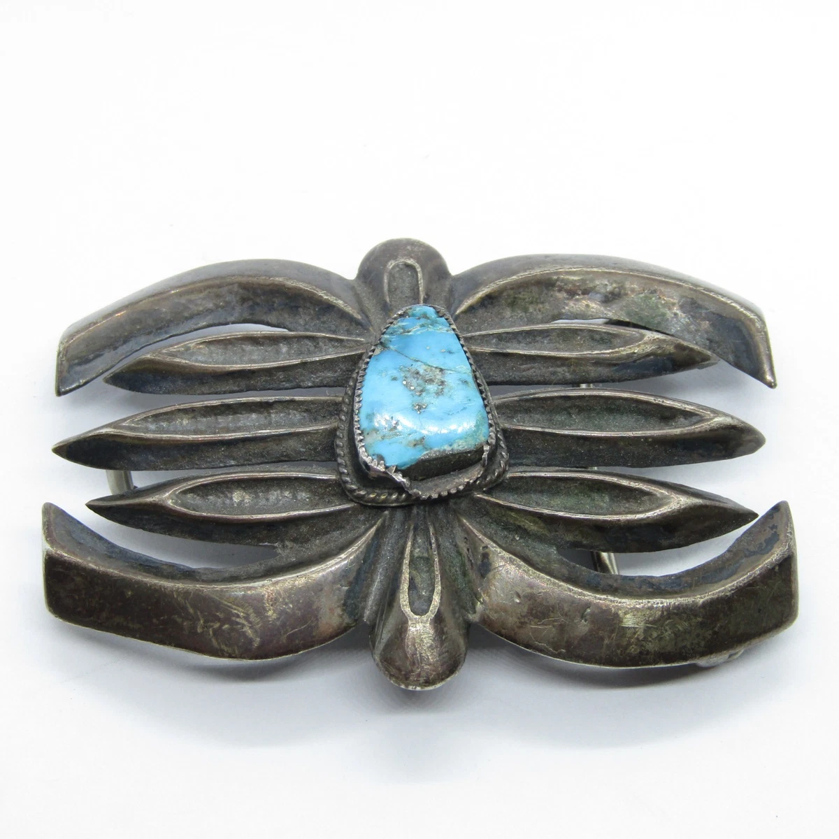 Vintage Silver Southeast Cowboy Fashion Floral Turquoise Metal