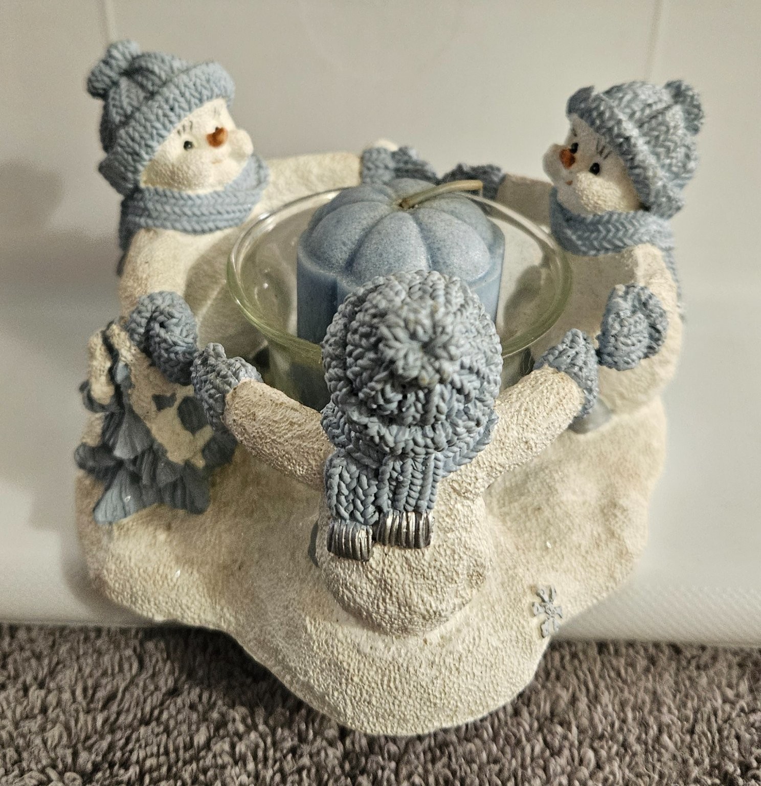 Christmas Collectible Blue Knit Hat Scarf 5in