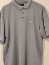 Mens LARGE Jack Nicklaus Gray With Yellow Bear Polo Golf Shirt. I