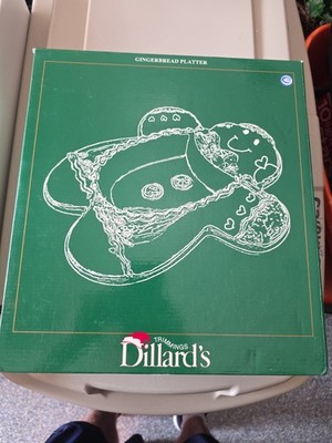 Dillards Trimmings Gingerbread Platter 12'' Ceramic Candy Bowl Xmas Decor NIB
