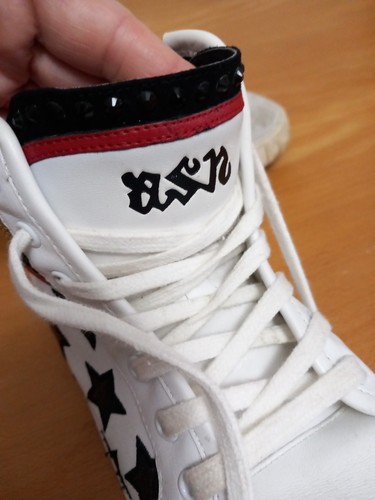 Rare Ash High Top Trainers Womens White Leather Studded With Stars Size 37 4 UK - Picture 5 of 14