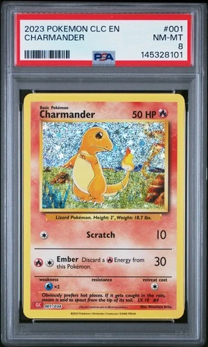 2023 POKEMON CLC-CLASSIC CHARIZARD & HO-OH EX DECK #001 CHARMANDER PSA 8