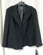 NWT KASPER 22W  Separates L/S Dress Blazer Jacket Front Pockets Black $99