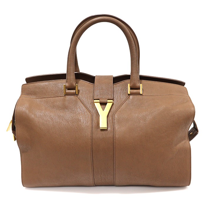 Borsa tote Saint Laurent marrone vitello tono oro Y classica Cabas Chyc 311220