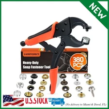 Heavy Duty Snap Fastener Tool, Snap Setter Tool with 100 Sets 4 Color Boat Cover