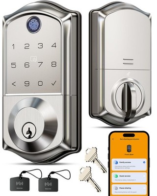 VE017 Fingerprint Smart Door Lock, App Control, 7-in-1 Keyless Entry, Auto Lock,