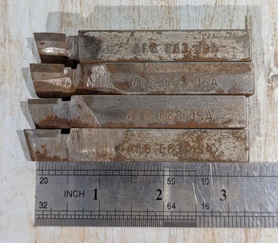 Lot 4 MICRO 100 AR-8 883 Carbide Lathe Tool Bits 1/2" Square USED - Image 1 of 4