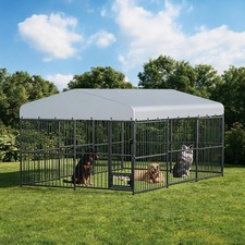 10x15/20FT Lockable Large Dog Kennel with Waterproof roof - Outdoor Heavy Duty