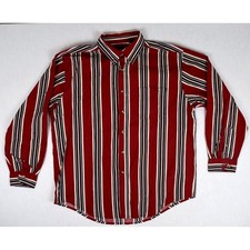 Vintage Casual Shirt Editions Size M 90s Carmine Red Ivory Stripe Cobain Special