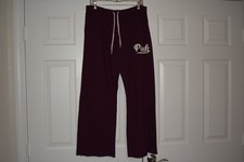 Victoria's Secret PINK Size M Maroon Boyfriend Style Sweatpants Pink Patch Front