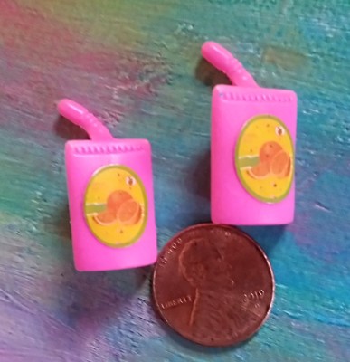 Fits Barbie Monster Kelly Doll House/Clothes *Lot 2 HTF Toy Pink Plastic Drinks*