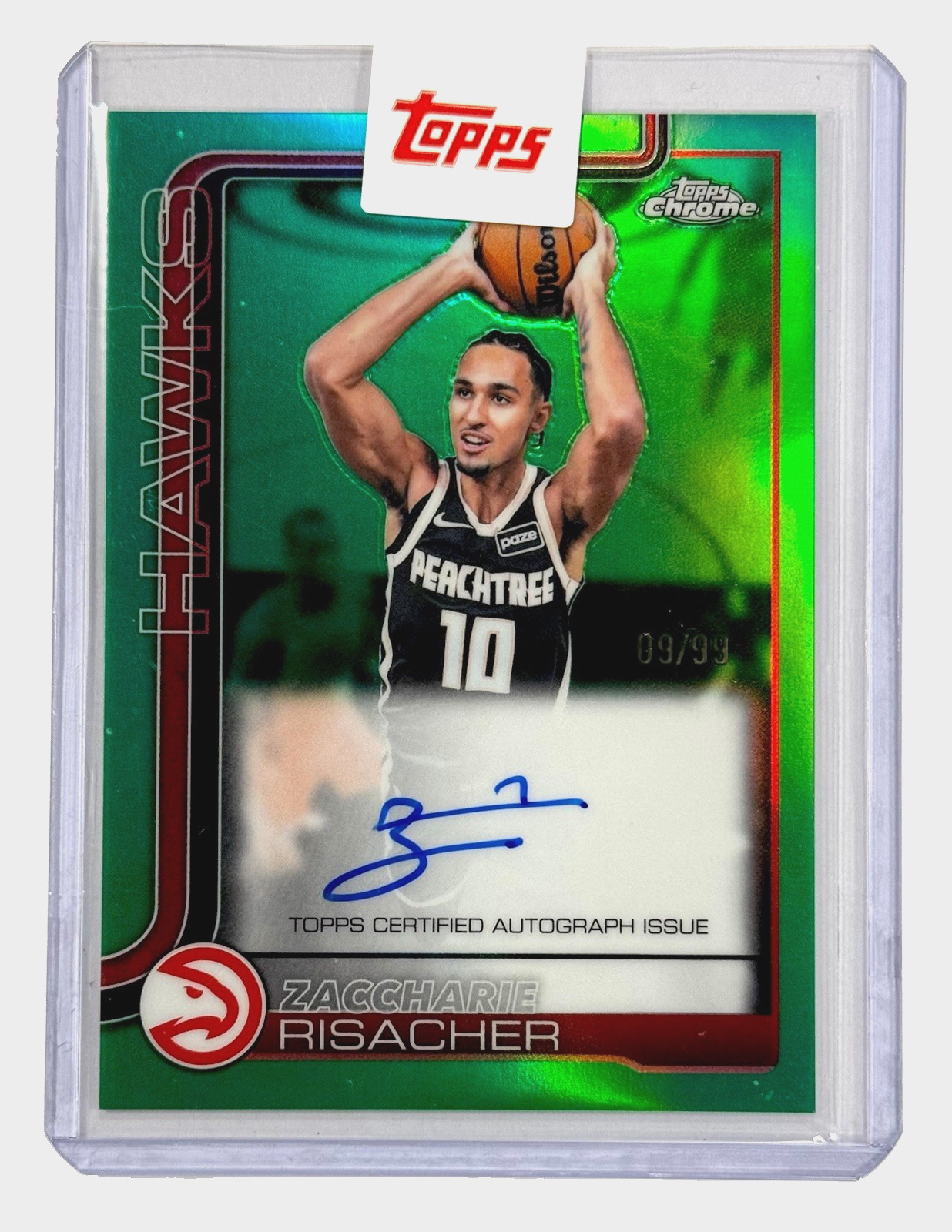 Zaccharie Risacher 2025-26 Topps Chrome Update Auto TCA-ZR True Green /99 SEALED