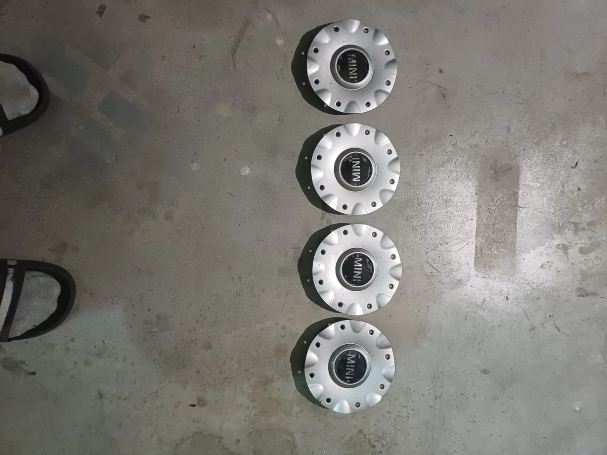 4 Adesivi Coprimozzo Per Mini One Cooper Countryman - Cerchi Lega 50mm Nero Brillante