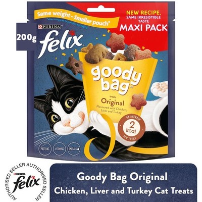 Felix Goody Bag Original Huhn, Leber und Truthahn Katzenleckerli, 200g