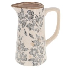 Shudehill Giftware Misty Garden Ceramic Small Jug Vase, Floral, Crackle Finish