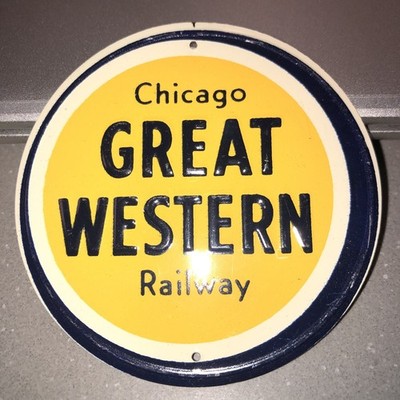 Chicago Great Western Eisenbahn Schild 3'' Metall bemalt