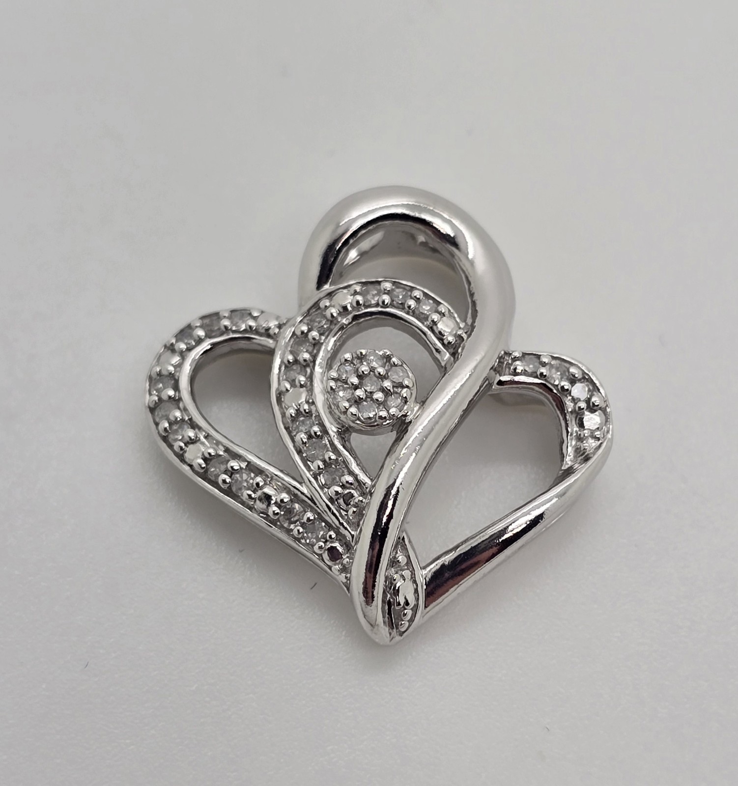 Sterling Silver Interlocking Double Heart Cluster… - image 5