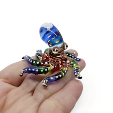 1½"H Octopus Glass Squid Miniature Aquarium Decor Sealife Animal Figurine Crytal