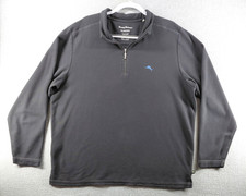 Tommy Bahama Men's Sweater XL Black Blue Pullover 1/4 Zip Supima Blend Mock Neck