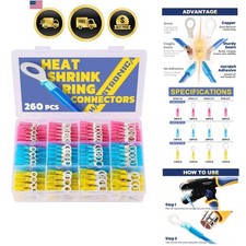 260PCS Marine Grade Heat Shrink Ring Connectors-Heat Shrink Wire Connectors T...