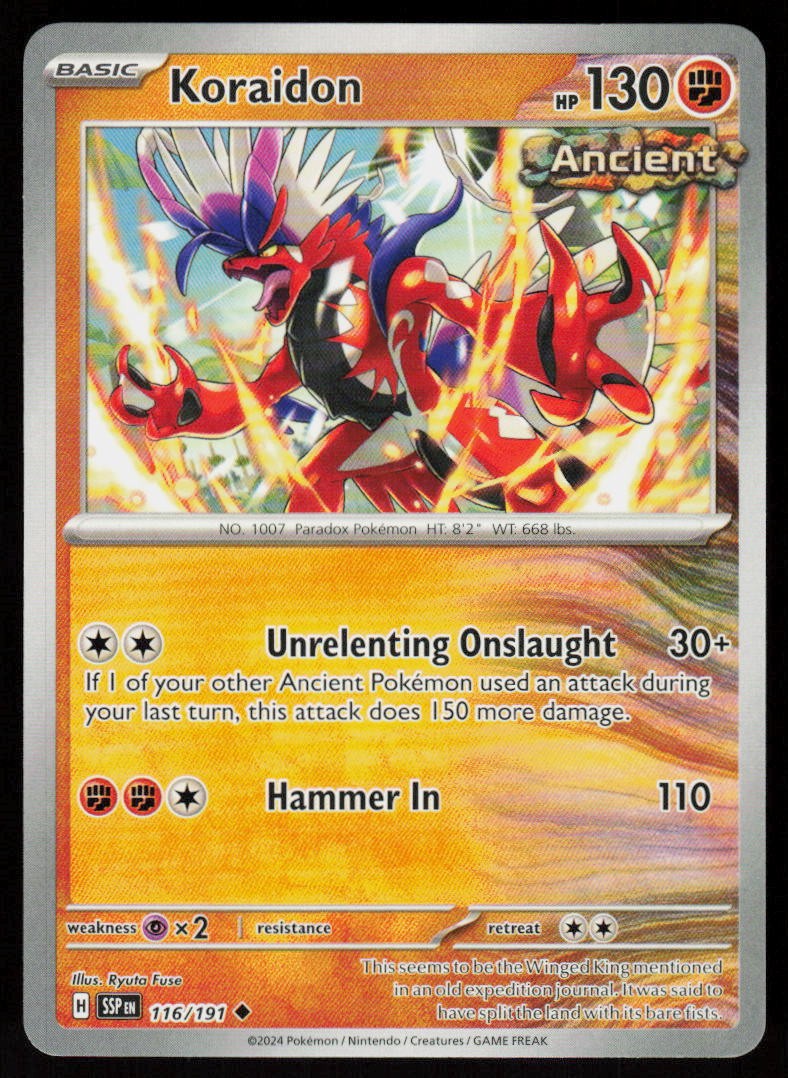Koraidon 116/191 Uncommon Surging Sparks Pokemon Near Mint