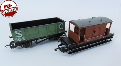 Hornby 2x Waggons BR Brake Van + SC Steel Mineral Wagon UNBOXED OO Gauge (APR109)