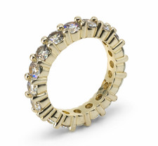 14K Gold Plated Cubic Zirconia Eternity Band Ring Round CZ Wedding Stackable
