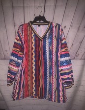 Multicolored Vneck Mini Dress With Drawstring Windbreaker Material Size XL