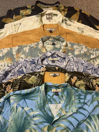 Lot of 7 Tommy Bahama Button Up Shirts Men’s XL Hawaiian 100% Silk Multicolor