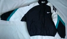 VTG REEBOK ICONIC OLD LOGOS FULL ZIPP BOMBER STYLE WINTER JACKET SIZE L