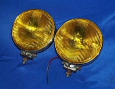 Vintage Round Yellow Halogen Fog Lights Driving Lamps Hot Rod Alfa Porsche Bmw