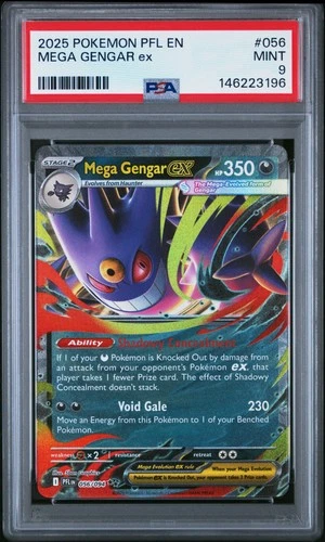 2025 POKEMON PFL EN-PHANTASMAL FLAMES #056 MEGA GENGAR EX PSA 9
