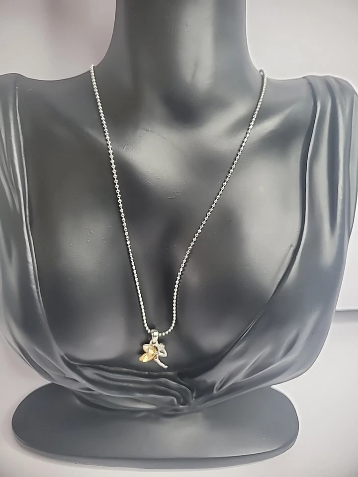 Collar de cadena con cuentas vintage colgante de hadas color melocotón cristales joyería disfraz Foto 4 de 4