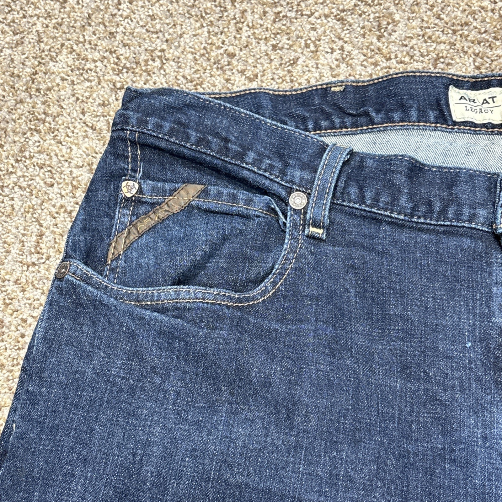 Ariat Legacy M1 Vintage Straight Leg Jeans Mens 40/32 Fits 39x32 Dark Denim - View 3