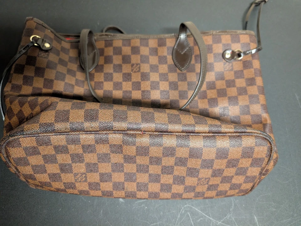 Louis Vuitton Bundle Neverfull Tote MM Brown Canvas Damier Pouchette & Wallet - Image 4 of 4