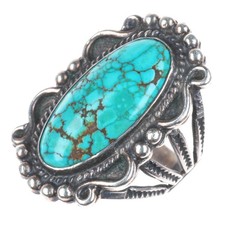 sz7 30's-40's Vintage Navajo sterling silver high grade turquoise ring