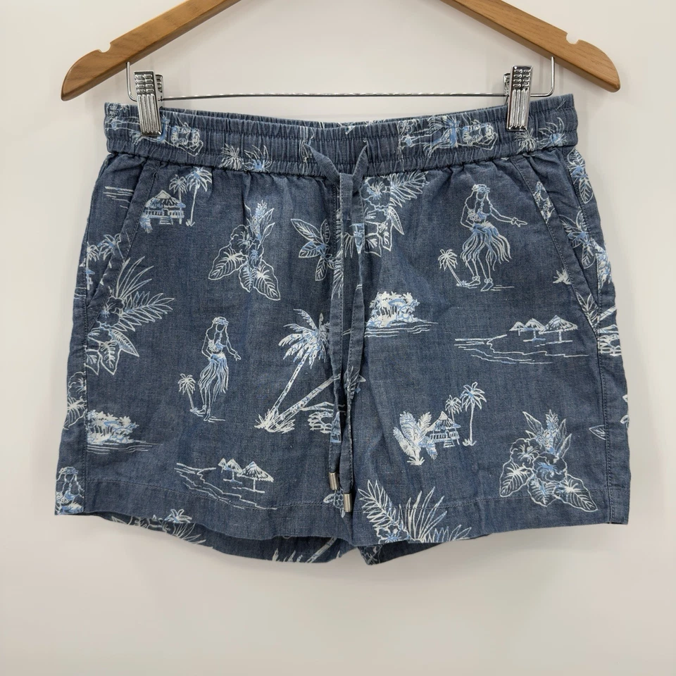Pantalones Cortos Tommy Bahama Mezcla de Lino Para Mujer Talla XS Cambray Hawaiano Hula Niña NUEVO Foto 2 de 4