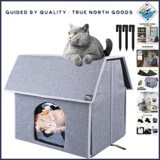 Easy Assembly Insulated Cat House - Weatherproof Outdoor Shelter for Pets