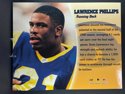 LAWRENCE PHILLIPS 1997 Leaf Signature Football 8x10 Photo