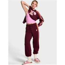Victoria's Secret PINK Ivy Fleece Campus Jogger Sweatpants Wild Rose Small NWT