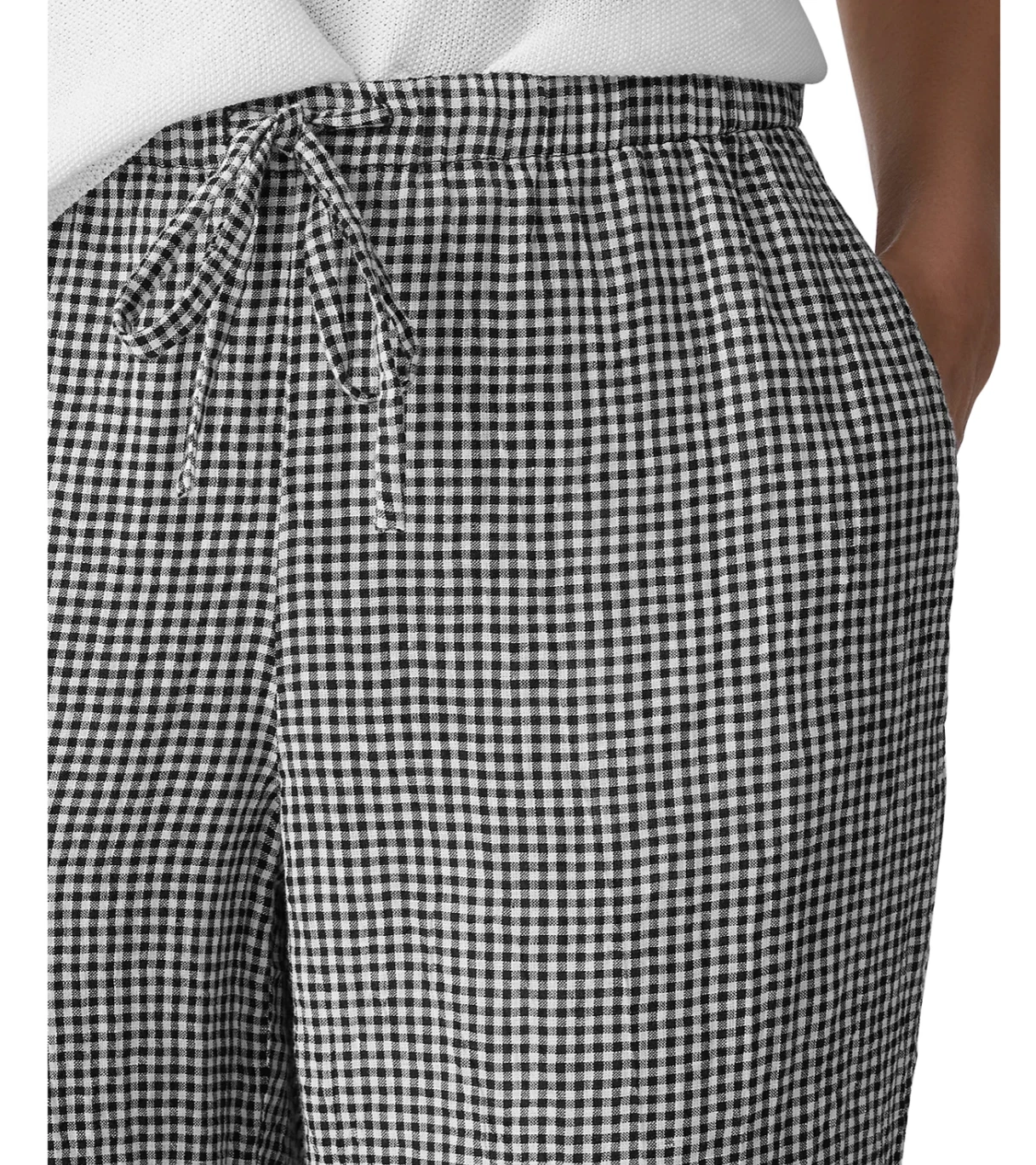Eileen Fisher Puckered Linen Tapered Ankle Pants Black/White Check Sz LARGE ~NWT
Opens in a new wind