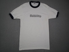 Tenderloin Shirt Mens Medium White Ringer Short Sleeve Spellout Made in USA Y2K