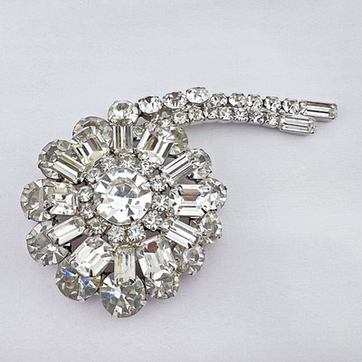 Vintage JULIANA D&E Brooch Pin Verified Statement Comet Ice Clear Rhinestone